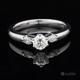 SOLITARIO ANELLO ORO BIANCO 18KT BRILLANTI 0.45 CT