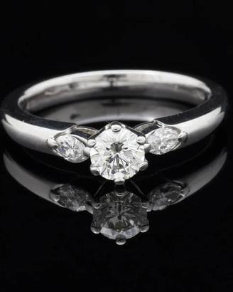 SOLITARIO ANELLO ORO BIANCO 18KT BRILLANTI 0.45 CT