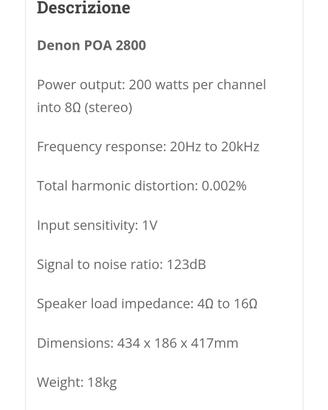 Amplificatore Finale Denon POA 2800