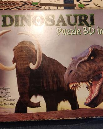 Puzzle in legno dinosauri, in 3D
