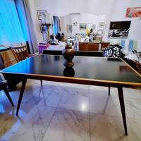 Tavolo verde con 6 sedie modernariato italiano '50