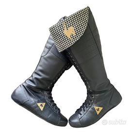 Stivali vintage Le Coq Sportif in pelle nera stile