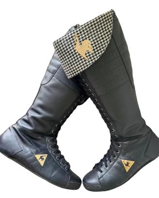 Stivali vintage Le Coq Sportif in pelle nera stile
