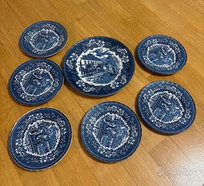 Sette piatti da dessert, royal Tudor ware coaching