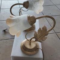 Abatjour in coppia metallo e vetro stile shabby 