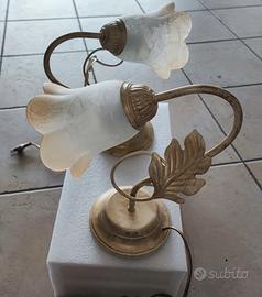 Abatjour in coppia metallo e vetro stile shabby 