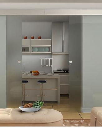 Porta scorrevole doppia - Vetro temperato - 2 x H2
