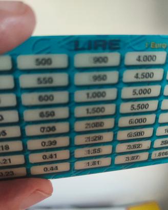 convertitore tascabile lira - euro e viceversa 