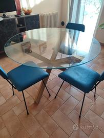 tavolo tondo in vetro fume' 