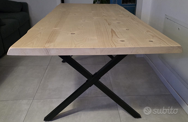 Tavolo in legno 40mm lavorato a mano