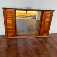 Specchiera da bagno in legno noce con ante