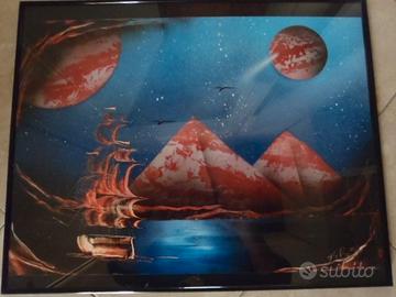 Quadro vernice piramidi e veliero