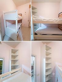 Letto a castello con estraibile, libreria angolare
