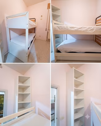Letto a castello con estraibile, libreria angolare