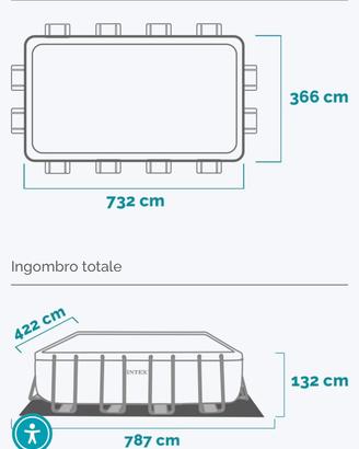 Piscina intex 7,36x3.66 altezza 1.32