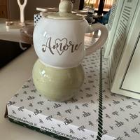 Zuccheriera caffettiera bianca e verde pistacchio