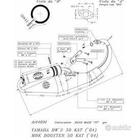 Scarico Leovince HAND MADE TT BLACK Yamaha Bws 50