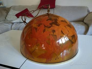 Lampadario vintage anni 70 con foglie incorporate