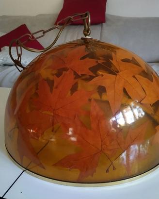 Lampadario vintage anni 70 con foglie incorporate