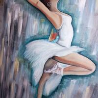Quadro dipinto a mano olio su tela Ballerina
