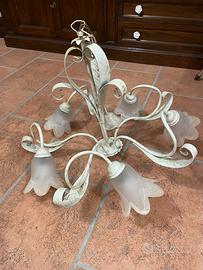 Lampadario ferro battuto shabby chic