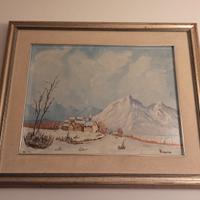 quadro con cornice paesaggio montano