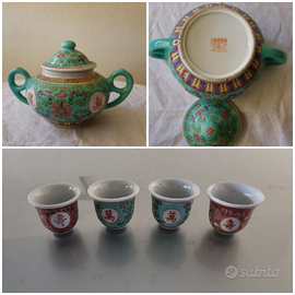 Set da tè cinese vintage longevità teiera tazzine
