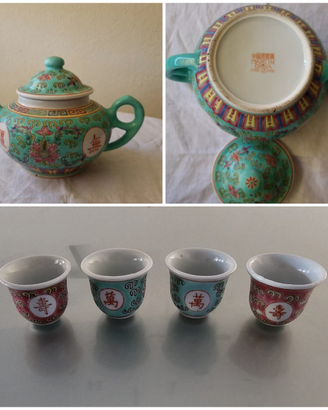 Set da tè cinese vintage longevità teiera tazzine