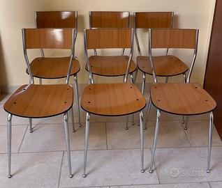 Set 6 Sedie Vintage in Formica e Cromo-Anni 60/70