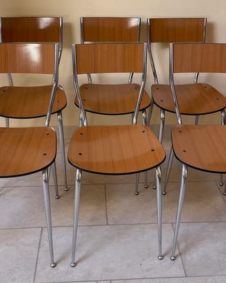 Set 6 Sedie Vintage in Formica e Cromo-Anni 60/70