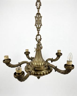 Lampadario vintage in ottone a 6 luci