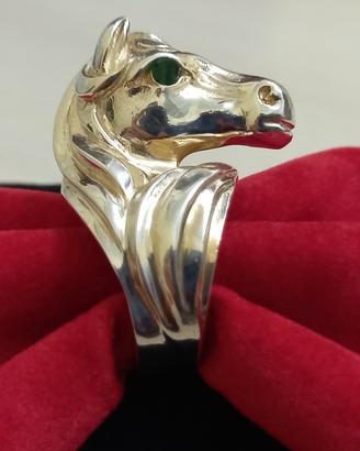 anello cavallo in argento 925 placcato oro 18Kt 