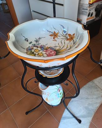 Antico lavabo toilette Carpiè Nove dipinta a mano