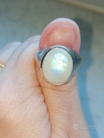 Anello in arg.925 pietra di luna arcobaleno 