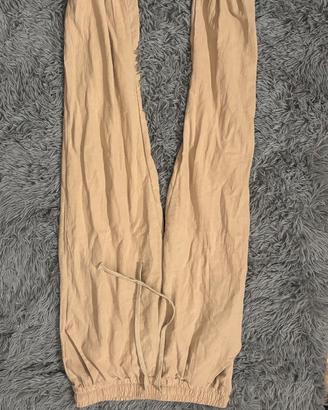 Pantaloni jogger larghi da uomo in lino, pantaloni