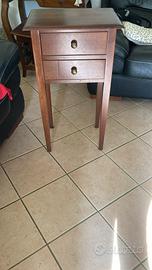 Mobiletto alto vintage in legno con 2 cassetti