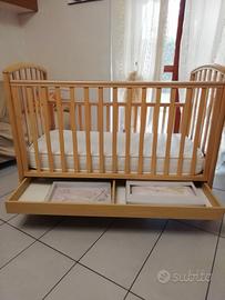 Culla Pali Legno Massello + Materasso