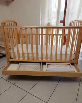 Culla Pali Legno Massello + Materasso