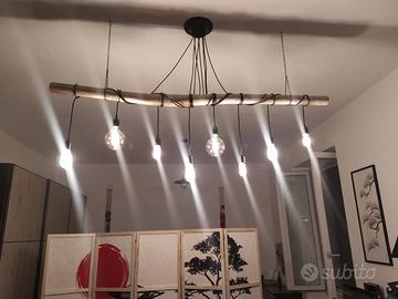 Lampadario in legno 8 luci fatto a mano