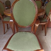 Sei sedie in noce francesi a medaglione 1800