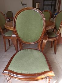 Sei sedie in noce francesi a medaglione 1800