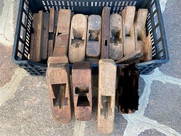 Lotto di antiche pialle in legno