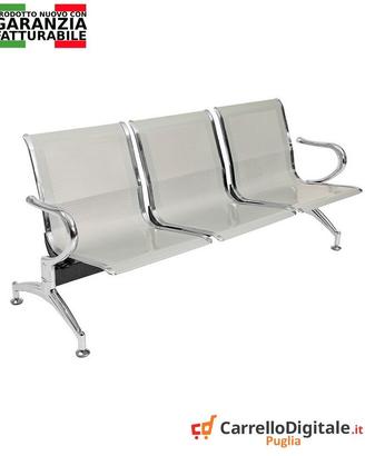 Sedie da attesa in acciaio – NUOVE – 3 posti