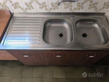 Mobile porta lavello+lavello 2 buche