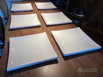 n.6 piatti bianchi quadrati grandi 35x35