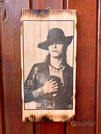 David Bowie stampa su tavoletta di legno 14x28cm.