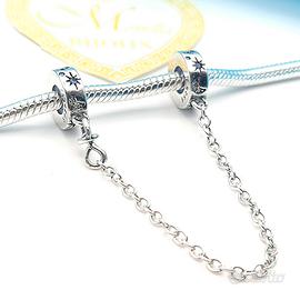 Charm catena di sicurezza argento 925 sole luna 