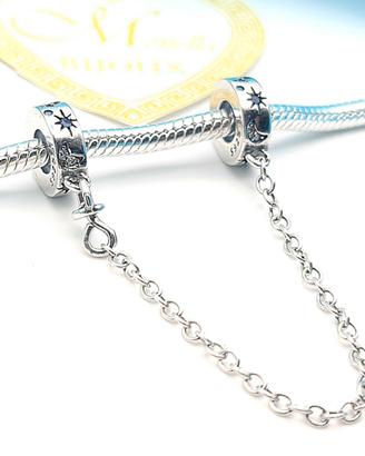 Charm catena di sicurezza argento 925 sole luna 