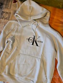 felpa Calvin Klein bianca con cappuccio