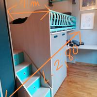Cameretta con letto soppalcato Moretti Compact 